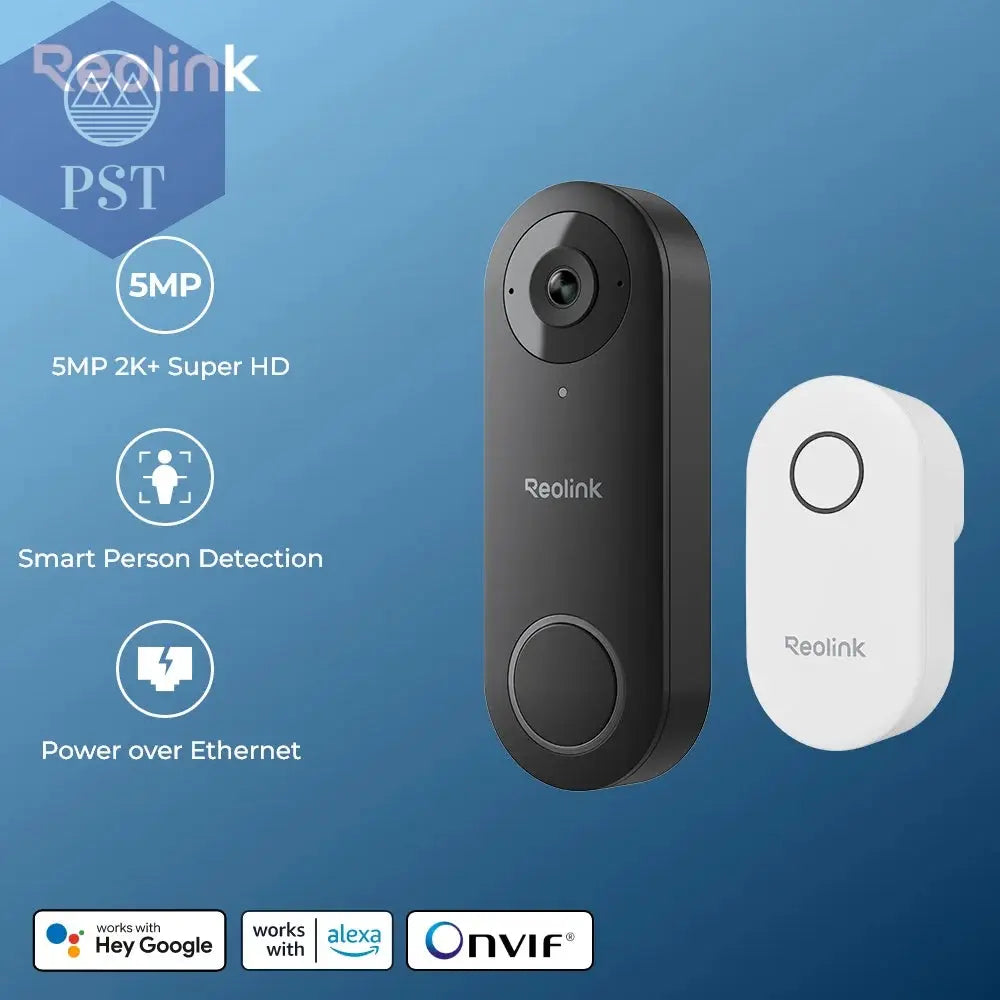 Reolink 2K+ Video-Türklingel, Smart Home, Video-Gegensprechanlage, Menschenerkennung, Unterstützt Alexa-Türklingel Mit Glockenspiel, WLAN Oder Poe-Optionen PST PS Tradings PST PS Tradings PST PS Tradings