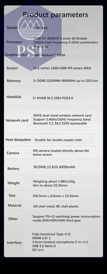 16 Zoll Laptop Ryzen 9 64GB 2TB PST PS Tradings Laptop Laptop