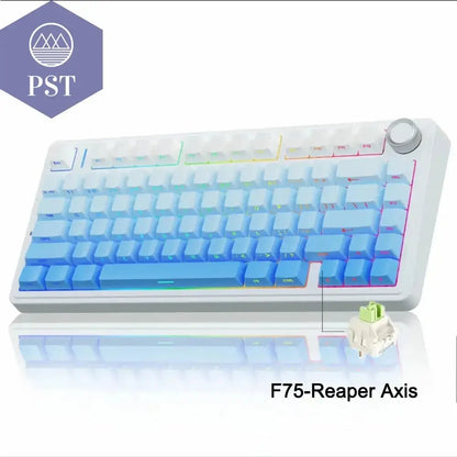 AULA F75 Gaming Tastatur - RGB, kabellos & kabelgebunden PST PS Tradings  Cloud Blue / Gray Switch AULA F75 Gaming Tastatur - RGB, kabellos & kabelgebunden