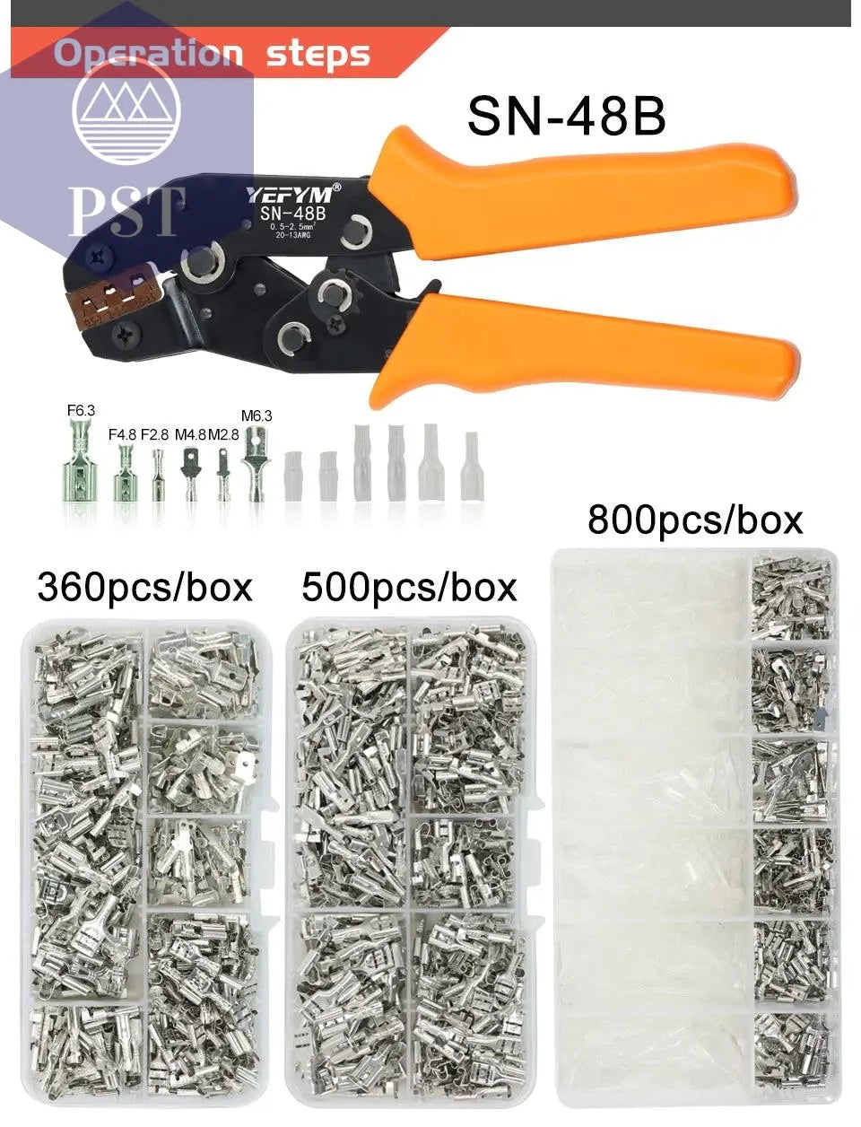 SN-48B SN-2 Wire Crimping Pliers 0.5-2.5mm2 20-13AWG for Box TAB 2.8 4.8 6.3 SM2.5 XH2.54 Terminals Sets Electrical Hand Tools  PST PS Tradings