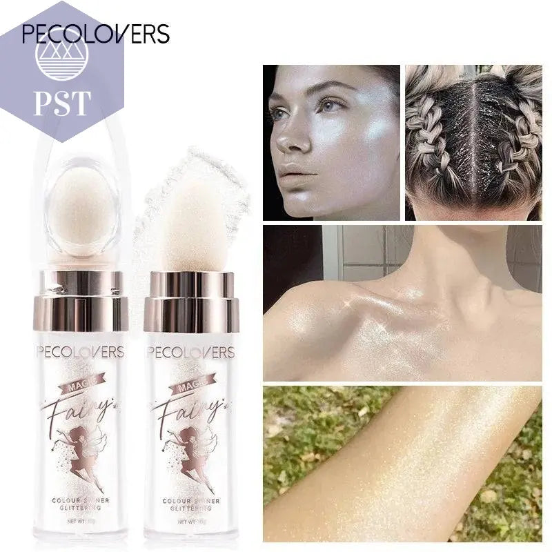Shimmer Fairy Powder White Loose Highlighter Face Body Glitter Wand Makeup Bronzer Illuminator Cosmetic - Property & Safety Tradings