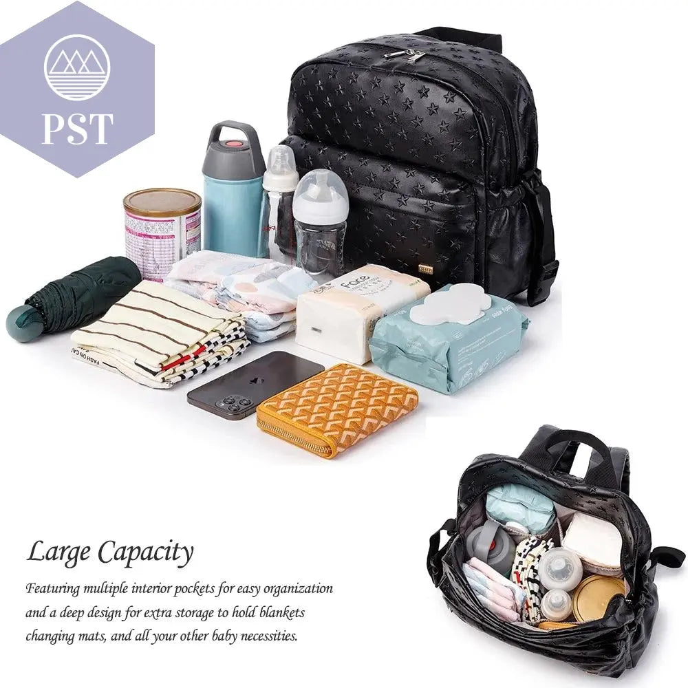 Soboba Diaper Bags for Mummy PU Waterproof Large Capacity Nappy Changing Bag Hanging on Stroller 3D Star Pattern Diaper Bag - PST PS Tradings
