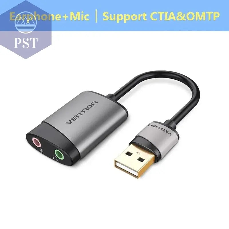 Vention USB External Sound Card USB to 3.5mm Audio Adapter USB to Earphone Microphone for Macbook Computer Laptop PS4 Sound Card       PST PS Tradings